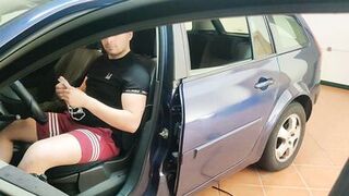 Horny milf almost caught masturbating her son's friend car