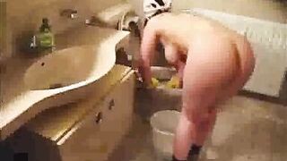 Cleaning lady wants a raise, so she cleans naked