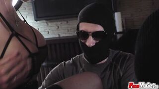 Hormy MILF fucking two maked guys