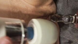 fisting my wife and fucking her with toys, until she squirts. dp her with toys