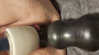 fisting my wife and fucking her with toys, until she squirts. dp her with toys