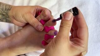 Sexy female feet nail polish