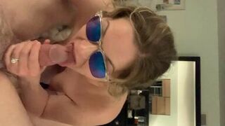 Blonde MILF sucking cock - wedding ring visible