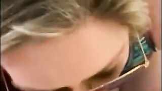 Blonde MILF sucking cock - wedding ring visible