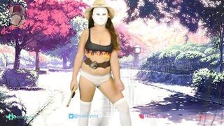 Strip tease with anime style clothes nip slips and pussy slip