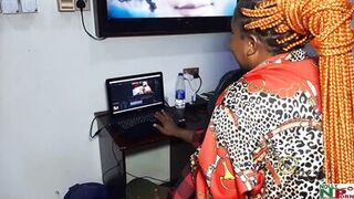 OMG! What a Huge Cock! Ladygold Africa Fuck Krissyjoh's Big Dick While Editing Nigerian Porn Video