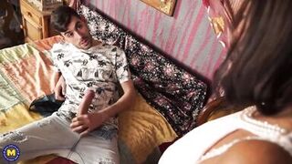 GILFs in porn - 4 busty grannies suck and fuck lucky boys