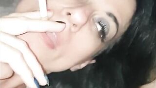 Cleo eats his Ass and Pegs whilst wearing a Strap On and Smoking