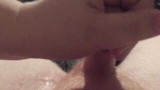 Chubby Wife with Hairy Pussy gives nice long POV handjob with slow motion nice cumshot ending