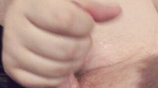 Chubby Wife with Hairy Pussy gives nice long POV handjob with slow motion nice cumshot ending