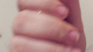 Chubby Wife with Hairy Pussy gives nice long POV handjob with slow motion nice cumshot ending