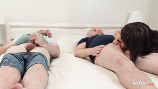 Shared his wife with a friend. Sexy milf fucks with her lover with her husband. Cuckold.