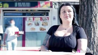 SUPER-BUSTY Sandra is back! She wants to enjoy outdoors fun and to get dicked