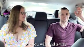 Two students gave a ride to fellow traveler MILF to creampie